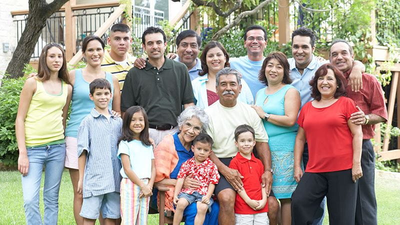 Latino family being able to take care of extended family members' thank to the assistance of a BOK Financial planning expert.