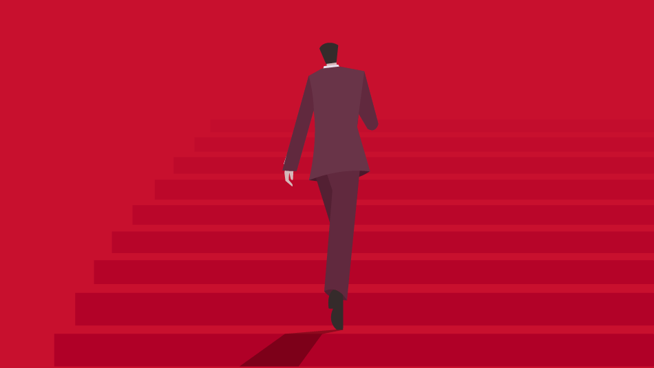 Illustration man walking up stairs